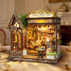 DIY Wooden Flower Shop Café Dollhouse Miniature Kit with LED Lighting