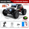 A black and red RC off-road monster truck with LED lights, accessories, and a 1500mAh battery.