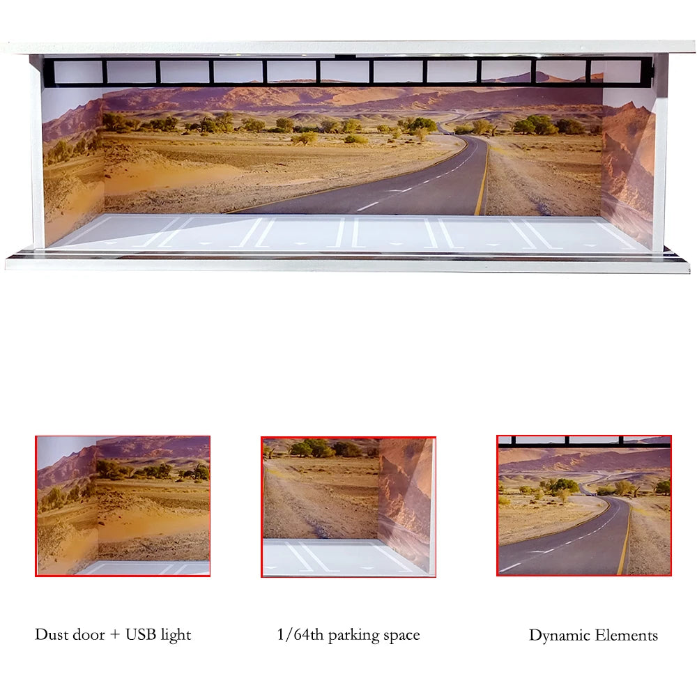 1:64 Scale Car Garage Diorama with USB LED Lighting