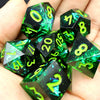 Handmade Resin D&D Dice Set – 7 Polyhedral Dice with Floral Design