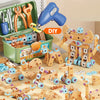 A DIY wooden nut hand disassembly puzzle kit with various tools and components for kids