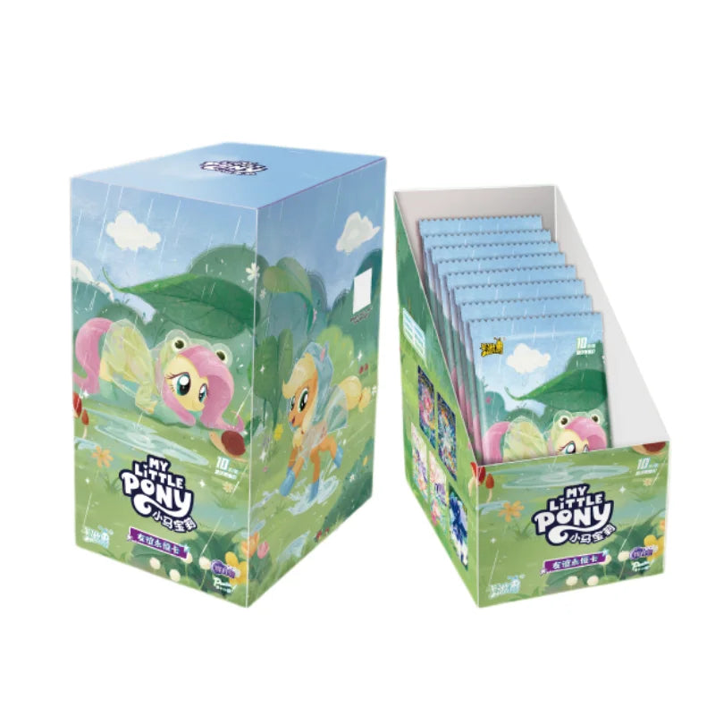 A box of the My Little Pony Friendship Forever Trading Card Collection featuring characters and artwork.