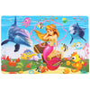 A 30-piece wooden jigsaw puzzle featuring colorful animals and a girl with long yellow hair.