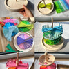 Colorful sensory music trees with marble runs showing various shades of green, blue, and pink.