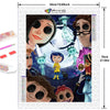 A diamond painting kit featuring a colorful family portrait with multiple figures and detailed artwork.