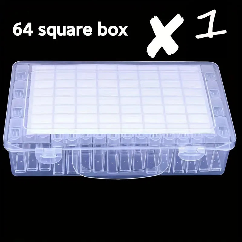 64-Slot Diamond Painting Storage Box with Clear Snap-Lid Containers