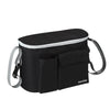 Black Insular stroller organizer bag with a bottle holder and carrying straps