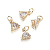 Gold-toned triangular rhinestone charms for jewelry making with jump rings