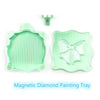 A light green magnetic diamond painting tray with a lid and a decorative bow shape.