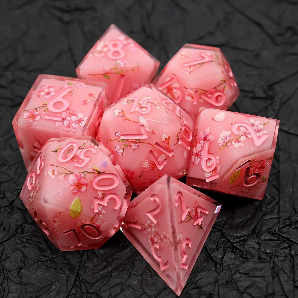 Handmade Resin Polyhedral Dice Set with Sharp Edges