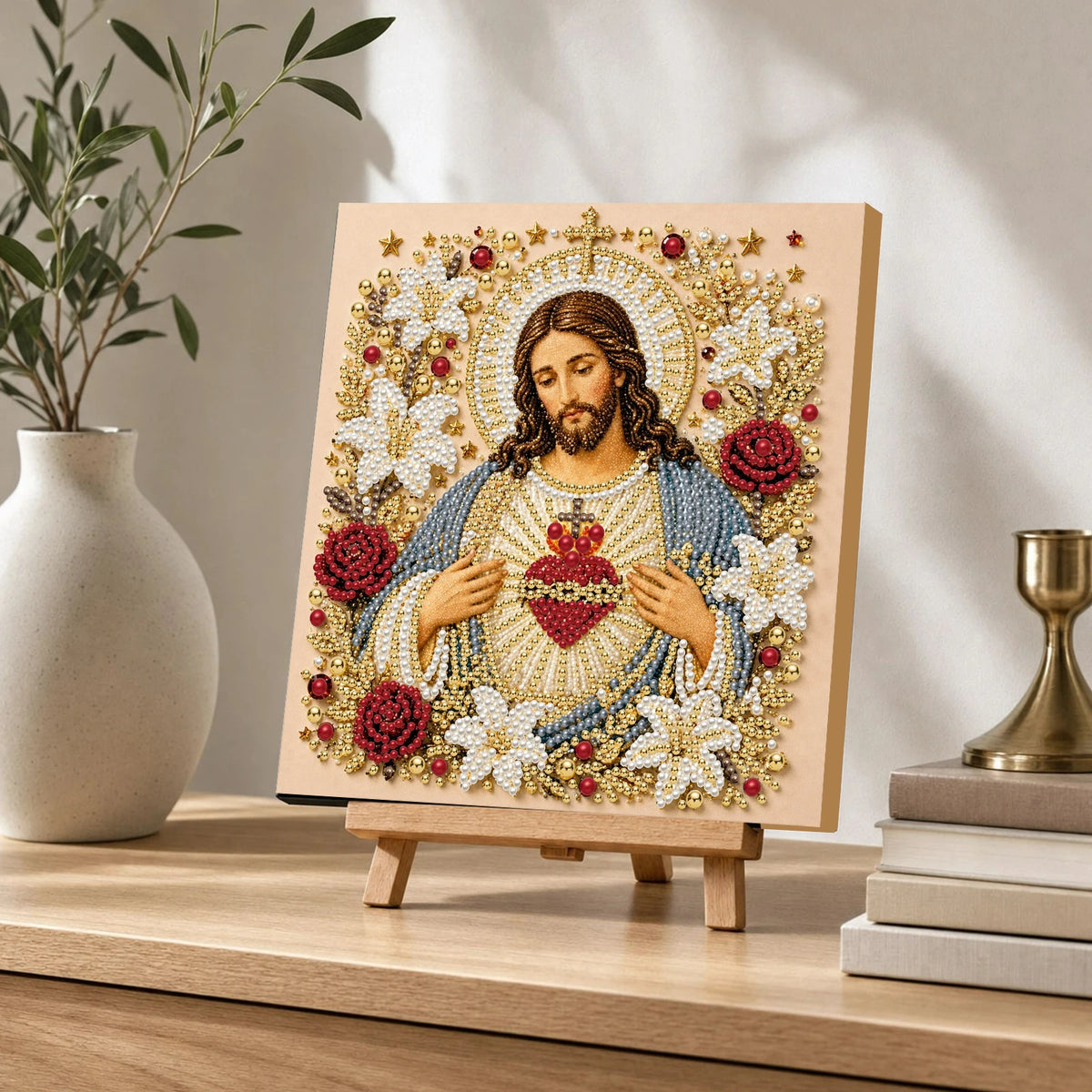 Religious Diamond Painting Kit with Frame – Jesus and Holy Mary