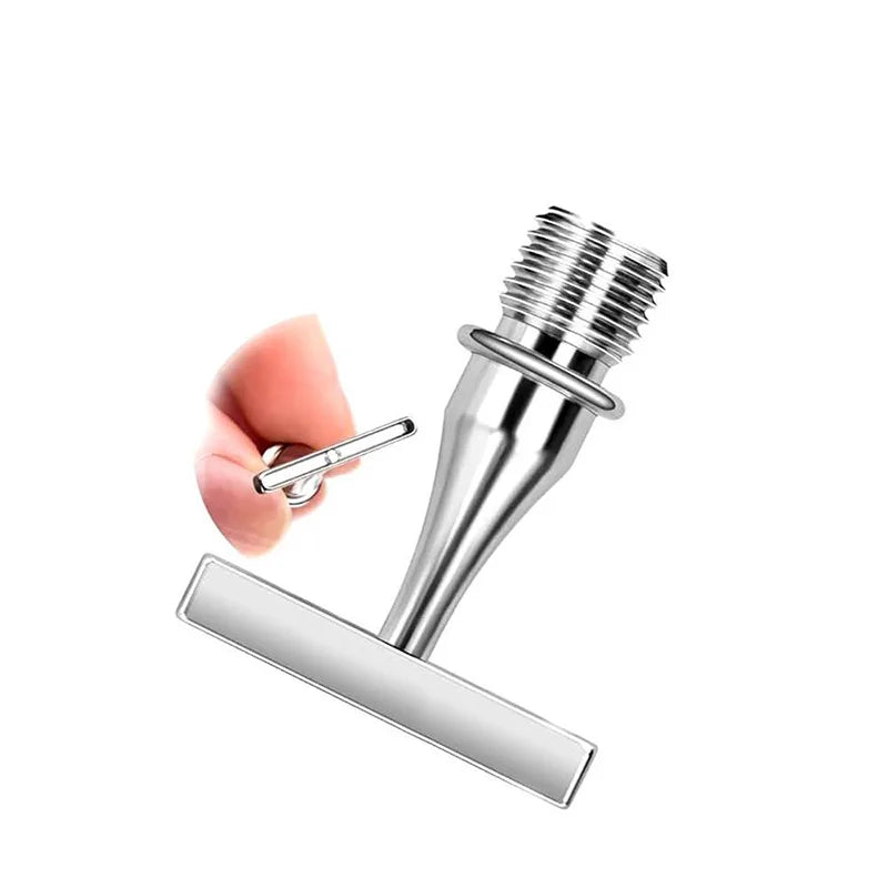 A close-up view of a colorful diamond painting pen with a stainless steel tip and silver body.