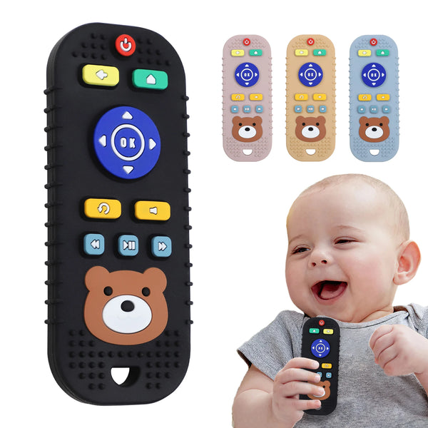 Cute Bear Silicone Teether Toy with Remote Control Design