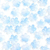 A close-up of a 50-piece set of light blue cherry blossom flower glass beads for jewelry making.