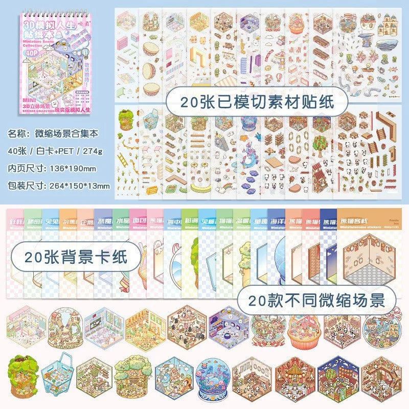 3D Cartoon Sticker Book with 40 Large-Size Stickers