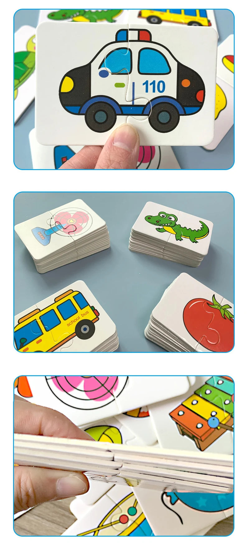 Toddler Animal & Fruit Puzzle Cards with Truck Matching Game