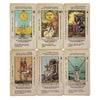 A set of twelve tarot cards featuring major arcana like The Moon, The Sun, and The Queen of Pentacles.