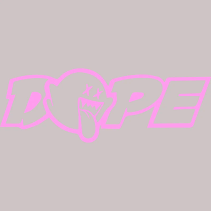 Pink outline text spelling DOPE with a crown graphic.