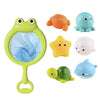 Turtle Water Play Bath Toy Set with Net and Squeeze Animals