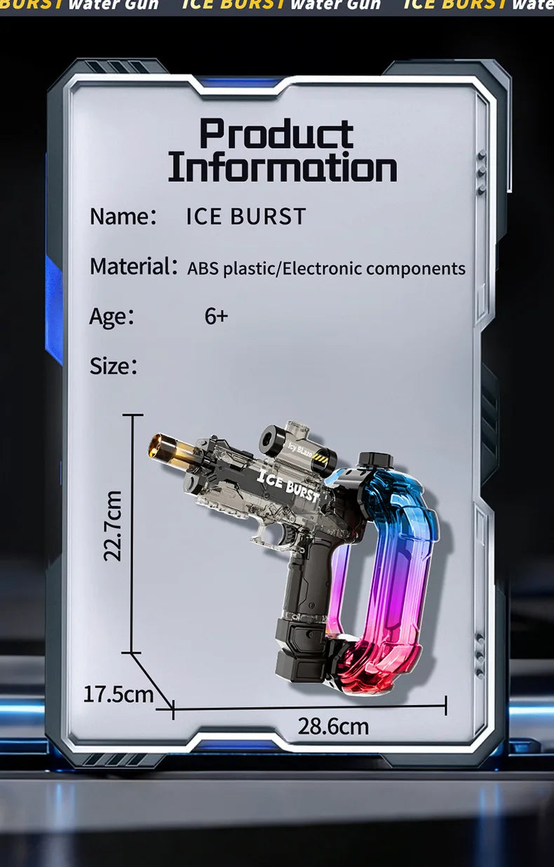 Electric Water Gun Blaster with LED Lights and Sound Effects