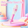 A pink perler bead pen is displayed on a pink stand with colorful backgrounds.