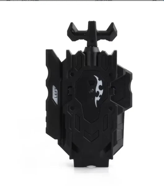 Black burst-style spinning top launcher for kids with a firing mechanism.