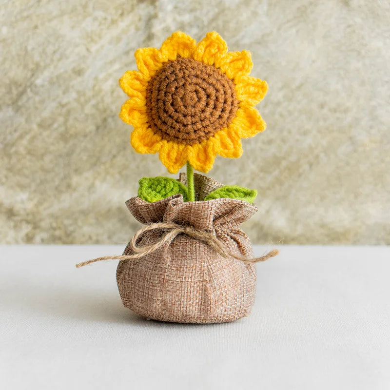 Handmade Crochet Sunflower in Pot