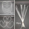 White wire heart-shaped flower holders for DIY bouquets, shown as flat cutouts and bundled wires.