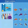 A colorful 3D origami paper airplane craft kit showing various folded airplane models.