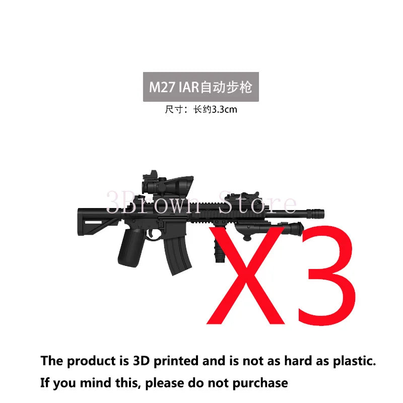 3D printed M27 IAR assault rifle model with accessories