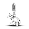 A sterling silver charm featuring an elephant silhouette and a bead for DIY bracelet making.