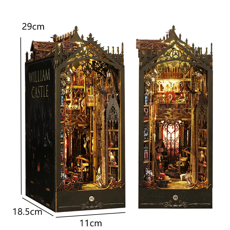 DIY Miniature Book Nook Kit - Retro Wooden Dollhouse Shelf Decor