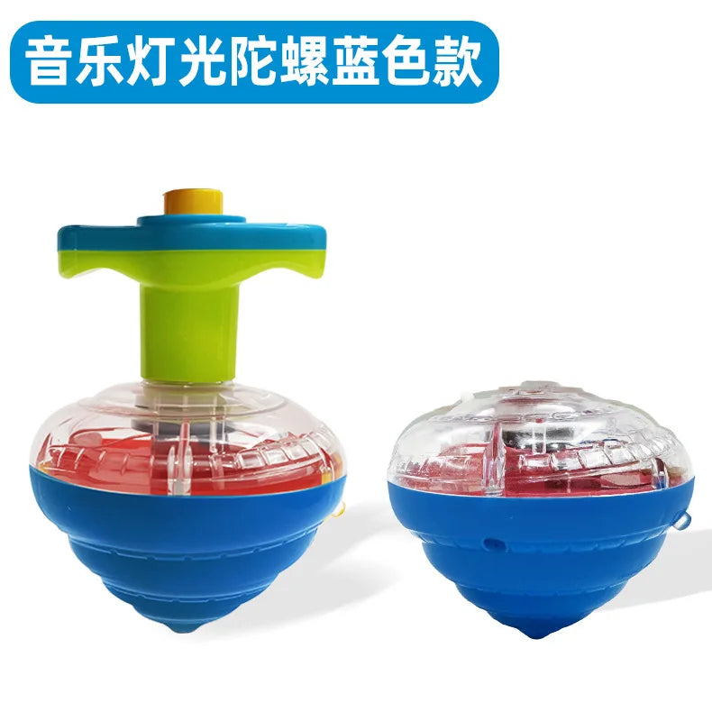 Un ensemble de jouets de toupie colorés et clignotants à rotation gyro en différentes couleurs.