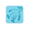 A light blue silicone mold shaped like a leaping elf for a DIY craft kit.