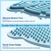 A light blue silicone sensory toy featuring a double-sided design with multiple strings for kids and adults.