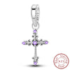 Sterling silver charm beads set featuring cross, angel, and evil eye designs for DIY jewelry making