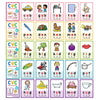 A set of CVC word building cards featuring various words like cat, dog, lab, tab, wag, pen, den, hen, men, fed, and others fo