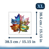An XL jigsaw puzzle featuring a colorful forest scene with a deer and sunset, measuring 38.5 cm by 15.15 in.