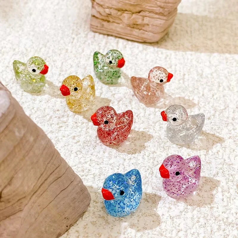Colorful Resin Duck Figurine Set for Garden & Aquarium Decor