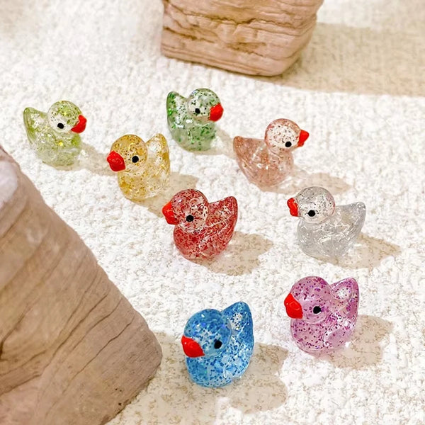 Colorful Resin Duck Figurine Set for Garden & Aquarium Decor