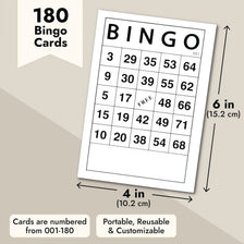 A sheet of bingo cards showing numbers 1 through 68, with a title for the game.