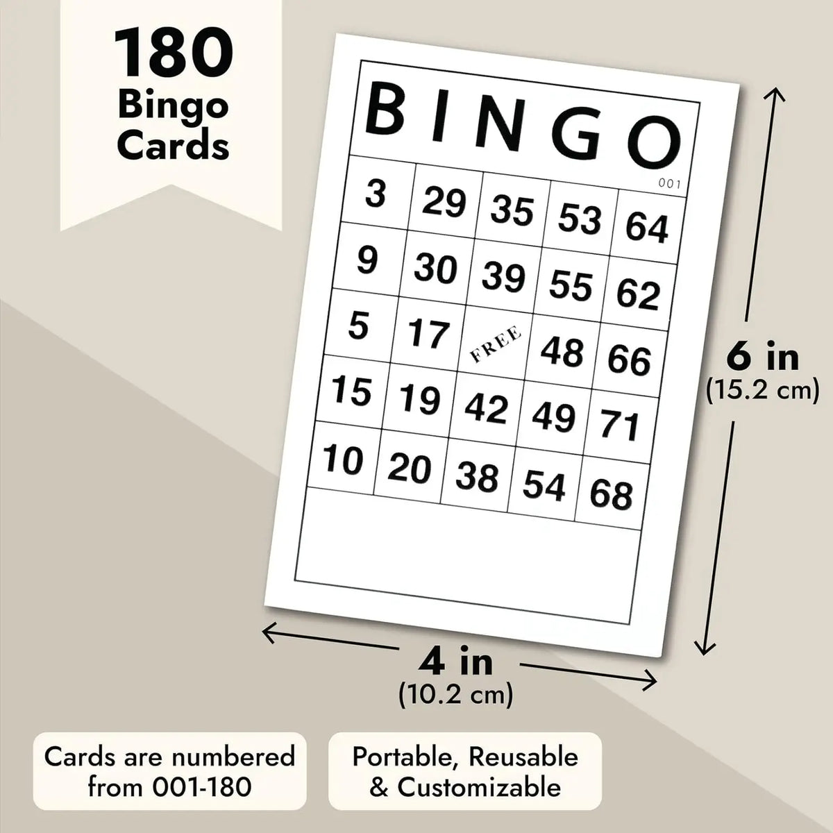 A sheet of bingo cards showing numbers 1 through 68, with a title for the game.