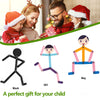 A set of wooden stick puzzles for children, including a black and pink girl puzzle and an orange boy puzzle.
