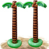 Oversized inflatable palm tree with green fronds and brown trunk set against a sandy background