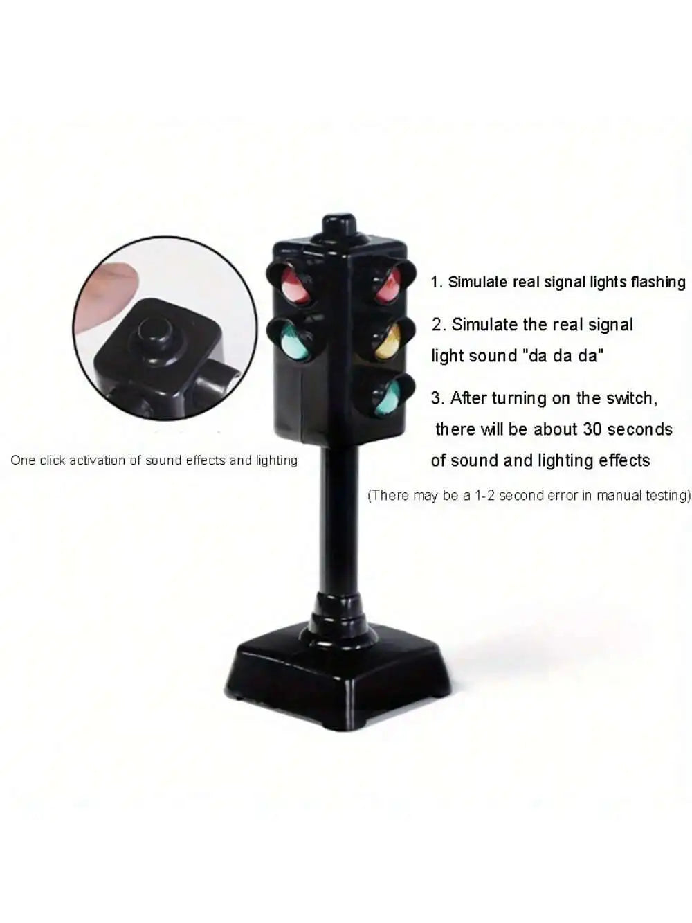A black mini traffic light puzzle with flashing lights and sound effects.