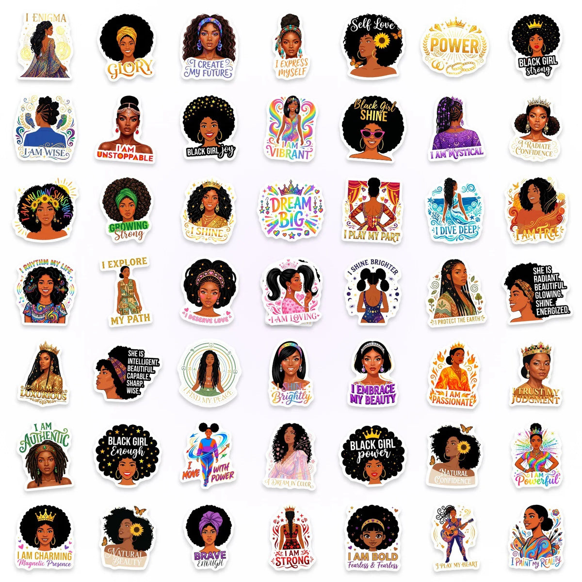 Inspirational Black Girl Vinyl Sticker Pack (50-Piece)