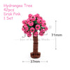 A set of 42 pink Hydrangea tree building blocks with a brown stem and a 71mm height.