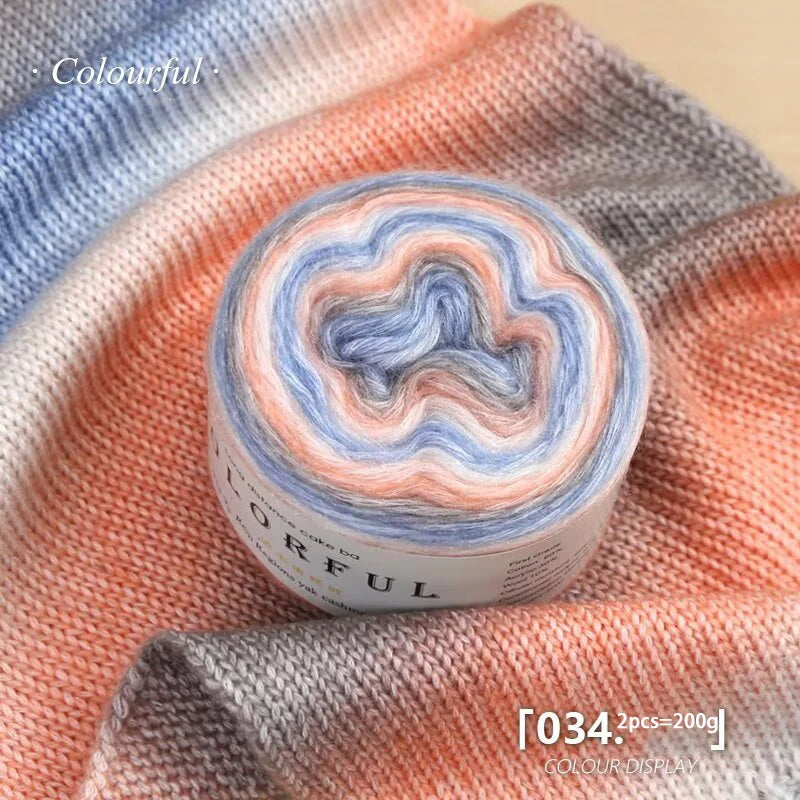 Gradient Cake Yarn – 200g Soft Wool Blend for Knitting & Crochet