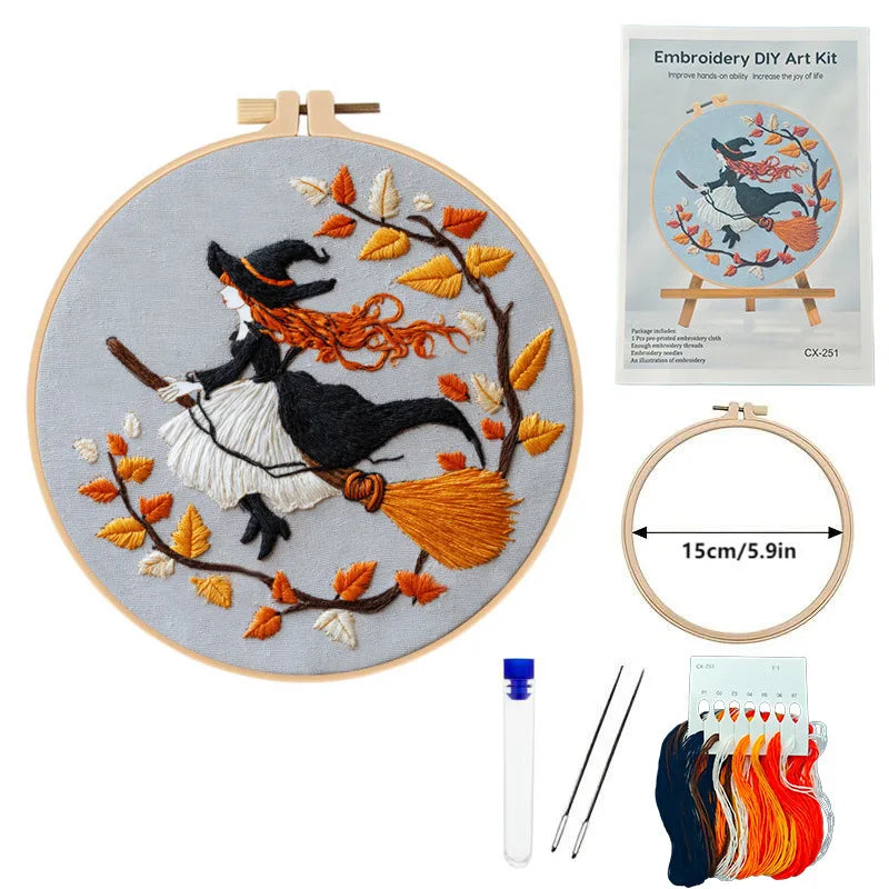 Fall Harvest Pumpkin Embroidery Kit for Adults