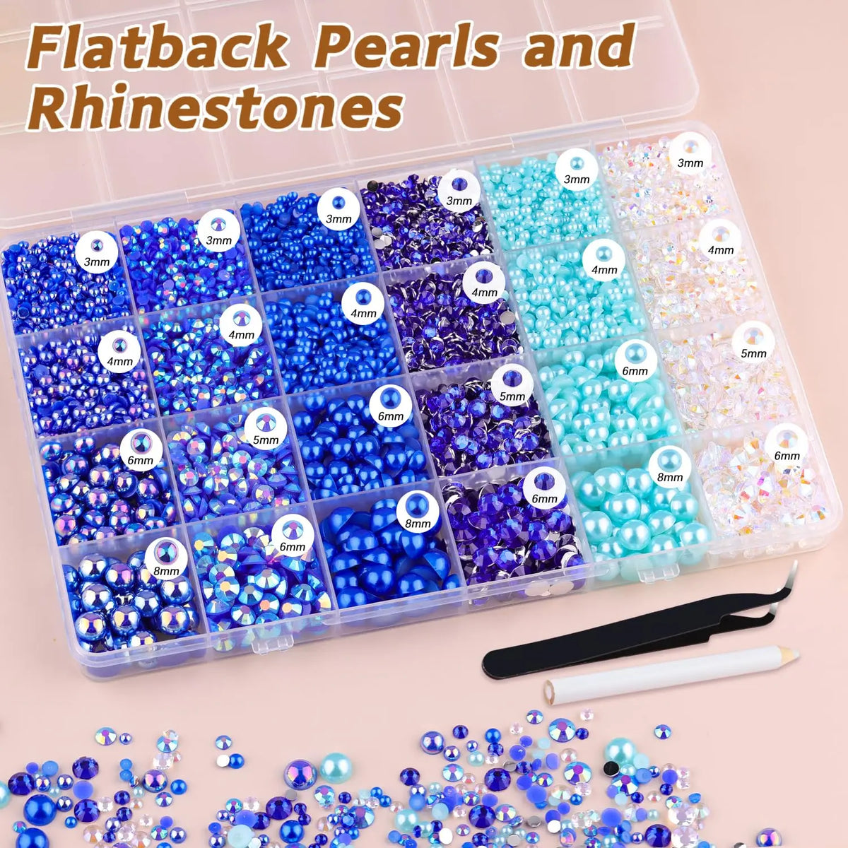 Flatback Pearls and Rhinestones Craft Kit – 14,000 Pieces, Mixed Sizes & Colors